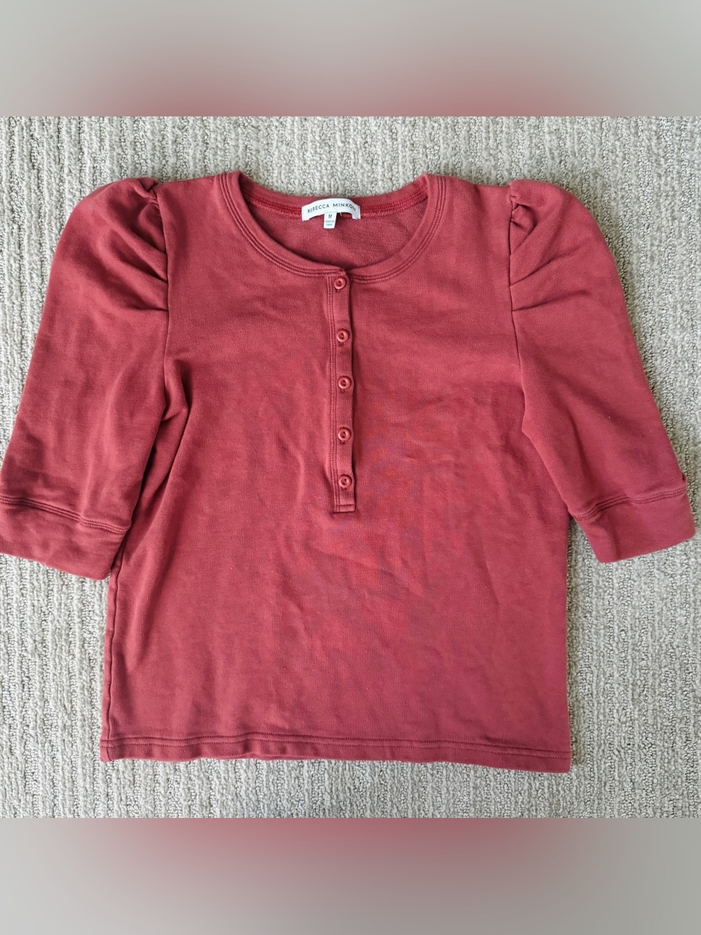 Rebecca Minkoff Womans Rust Coral Henley Top